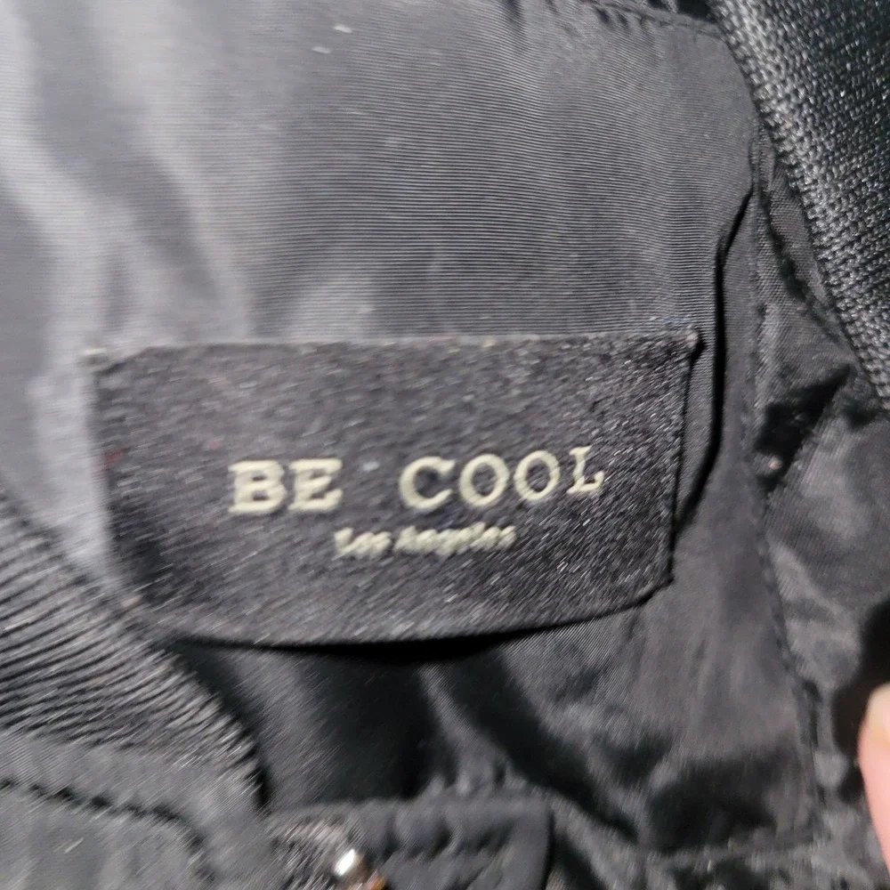 BE COOL Black Long Bomber Jacket Womens Zip Front Casual Outerwear M lightweight